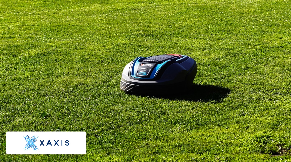 robot lawnmower on grass